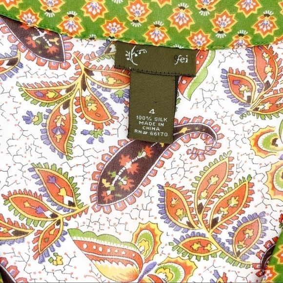 Anthropologie Fei Floral Print Silk Blouse Size 4 - Picture 4 of 5